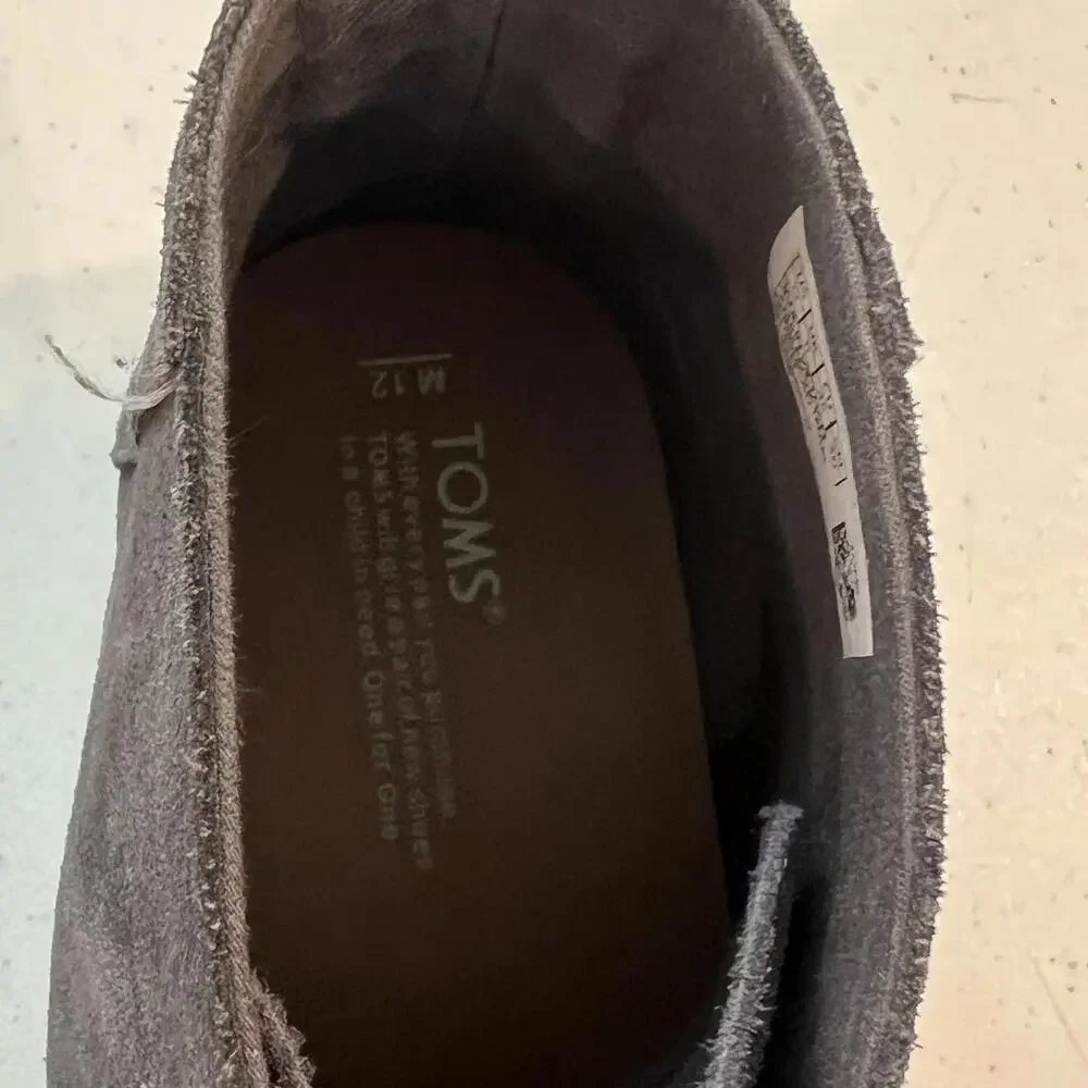 TOMS Mens Boot Porter Charcoal Gray Suede Boots Suede Boots Lace Up Mens sz 12 - Picture 8 of 9